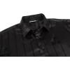 imageAlex Vando Mens Luxury Flocked Satin Shirt Long Sleeve Stylish Button Down for Nightlife Events and Bold FashionFlower Black