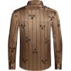 imageAlex Vando Mens Luxury Flocked Satin Shirt Long Sleeve Stylish Button Down for Nightlife Events and Bold FashionFlower Coffee