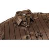 imageAlex Vando Mens Luxury Flocked Satin Shirt Long Sleeve Stylish Button Down for Nightlife Events and Bold FashionFlower Coffee