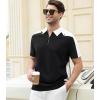 imageAlex Vando Mens Polo Shirt Cotton Blend Fashion Business Casual Polo Shirts for MenWestern Black