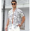 imageAlex Vando Mens Print Linen Cotton Shirts Short Sleeve Casual Summer Hawaiian Beach Shirt for MenBlack Line