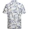 imageAlex Vando Mens Print Linen Cotton Shirts Short Sleeve Casual Summer Hawaiian Beach Shirt for MenBlack Line