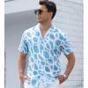 imageAlex Vando Mens Print Linen Cotton Shirts Short Sleeve Casual Summer Hawaiian Beach Shirt for MenBlue Circle