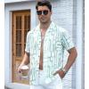 imageAlex Vando Mens Print Linen Cotton Shirts Short Sleeve Casual Summer Hawaiian Beach Shirt for MenGreen Strip