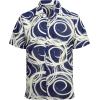 imageAlex Vando Mens Print Linen Cotton Shirts Short Sleeve Casual Summer Hawaiian Beach Shirt for MenNavy Wave