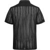 imageAlex Vando Mens Summer Shirts See Through Sheer Lace Casual Short Sleeve Button Down Beach Shirt135 Black