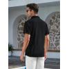 imageAlex Vando Mens Summer Shirts See Through Sheer Lace Casual Short Sleeve Button Down Beach Shirt135 Black