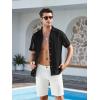 imageAlex Vando Mens Summer Shirts See Through Sheer Lace Casual Short Sleeve Button Down Beach Shirt135 Black