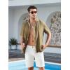 imageAlex Vando Mens Summer Shirts See Through Sheer Lace Casual Short Sleeve Button Down Beach Shirt135 Khaki