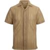 imageAlex Vando Mens Summer Shirts See Through Sheer Lace Casual Short Sleeve Button Down Beach Shirt135 Khaki