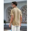 imageAlex Vando Mens Summer Shirts See Through Sheer Lace Casual Short Sleeve Button Down Beach Shirt135 Khaki