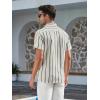 imageAlex Vando Mens Summer Shirts See Through Sheer Lace Casual Short Sleeve Button Down Beach ShirtBeigeBlack