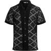 imageAlex Vando Mens Summer Shirts See Through Sheer Lace Casual Short Sleeve Button Down Beach ShirtBlack