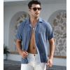 imageAlex Vando Mens Summer Shirts See Through Sheer Lace Casual Short Sleeve Button Down Beach ShirtBlue