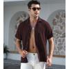 imageAlex Vando Mens Summer Shirts See Through Sheer Lace Casual Short Sleeve Button Down Beach ShirtBurgundy