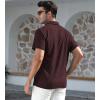 imageAlex Vando Mens Summer Shirts See Through Sheer Lace Casual Short Sleeve Button Down Beach ShirtBurgundy