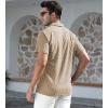 imageAlex Vando Mens Summer Shirts See Through Sheer Lace Casual Short Sleeve Button Down Beach ShirtKhaki