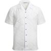 imageAlex Vando Mens Summer Shirts See Through Sheer Lace Casual Short Sleeve Button Down Beach ShirtSquare White