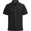 imageAlex Vando Mens Summer Shirts See Through Sheer Lace Casual Short Sleeve Button Down Beach ShirtWave Black