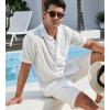 imageAlex Vando Mens Summer Shirts See Through Sheer Lace Casual Short Sleeve Button Down Beach ShirtWave White