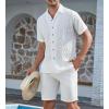 imageAlex Vando Mens Summer Shirts See Through Sheer Lace Casual Short Sleeve Button Down Beach ShirtWave White