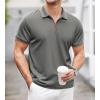 imageAlex Vando Mens Zipper Golf Shirt Moisture Wicking Zip Up Solid Fashion Polo ShirtsArmy