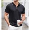 imageAlex Vando Mens Zipper Golf Shirt Moisture Wicking Zip Up Solid Fashion Polo ShirtsBlack