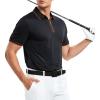 imageAlex Vando Mens Zipper Golf Shirt Moisture Wicking Zip Up Solid Fashion Polo ShirtsBlack