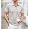 imageAlex Vando Mens Zipper Golf Shirt Moisture Wicking Zip Up Solid Fashion Polo ShirtsGrey