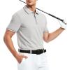 imageAlex Vando Mens Zipper Golf Shirt Moisture Wicking Zip Up Solid Fashion Polo ShirtsGrey