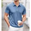 imageAlex Vando Mens Zipper Golf Shirt Moisture Wicking Zip Up Solid Fashion Polo ShirtsTurquoise