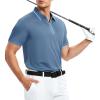 imageAlex Vando Mens Zipper Golf Shirt Moisture Wicking Zip Up Solid Fashion Polo ShirtsTurquoise