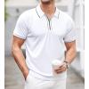 imageAlex Vando Mens Zipper Golf Shirt Moisture Wicking Zip Up Solid Fashion Polo ShirtsWhite