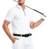 imageAlex Vando Mens Zipper Golf Shirt Moisture Wicking Zip Up Solid Fashion Polo ShirtsWhite