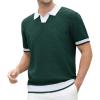 imageAlex Vando Mens Knit Polo Shirts Casual Short Sleeve Johnny Collar Golf ShirtsGreen