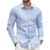 imageAlex Vando Mens Linen Long Sleeve Casual Button Down Shirt for Men Beach Wedding ShirtsBlue