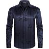 imageAlex Vando Mens Luxury Flocked Satin Shirt Long Sleeve Stylish Button Down for Nightlife Events and Bold FashionFlower Navy