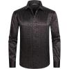 imageAlex Vando Mens Luxury Flocked Satin Shirt Long Sleeve Stylish Button Down for Nightlife Events and Bold FashionSquare Black