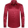 imageAlex Vando Mens Luxury Flocked Satin Shirt Long Sleeve Stylish Button Down for Nightlife Events and Bold FashionSquare Burgundy