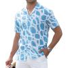 imageAlex Vando Mens Print Linen Cotton Shirts Short Sleeve Casual Summer Hawaiian Beach Shirt for MenBlue Circle