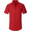 imageAlex Vando Mens Short Sleeve Dress Shirt Solid Cotton Stretch Button Down Shirt with PocketRed