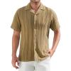 imageAlex Vando Mens Summer Shirts See Through Sheer Lace Casual Short Sleeve Button Down Beach Shirt135 Khaki