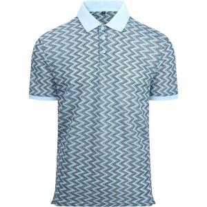 imageAlex Vando Mens Lace Polo Shirts Fashion Vibrant Short Sleeve Casual Shirts for MenBlue