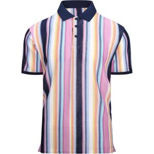 imageAlex Vando Mens Lace Polo Shirts Fashion Vibrant Short Sleeve Casual Shirts for MenPink Multi