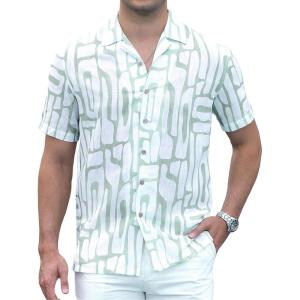 imageAlex Vando Mens Print Linen Cotton Shirts Short Sleeve Casual Summer Hawaiian Beach Shirt for MenGreen Strip