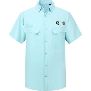 imageAlex Vando Printed Fishing Shirts Short Sleeve Outdoor Casual Shirt with Mesh InsideAqua