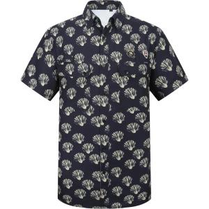 imageAlex Vando Printed Fishing Shirts Short Sleeve Outdoor Casual Shirt with Mesh InsideBlack Shell