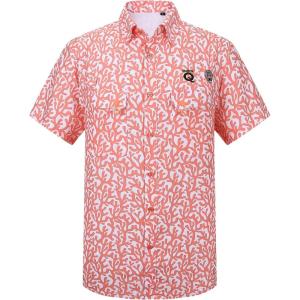 imageAlex Vando Printed Fishing Shirts Short Sleeve Outdoor Casual Shirt with Mesh InsideCoral