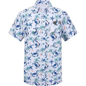 imageAlex Vando Printed Fishing Shirts Short Sleeve Outdoor Casual Shirt with Mesh InsideCrabs