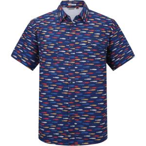 imageAlex Vando Printed Fishing Shirts Short Sleeve Outdoor Casual Shirt with Mesh InsideDarkblue Fish